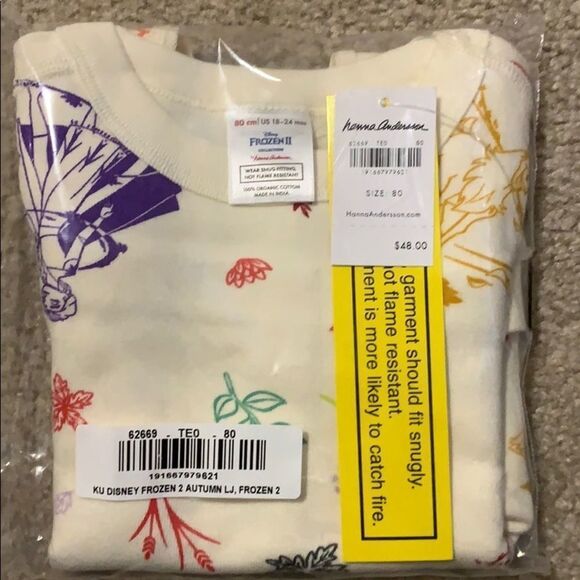 Hanna Andersson Frozen II long Johns 80cm 18-24mos - Picture 2 of 4